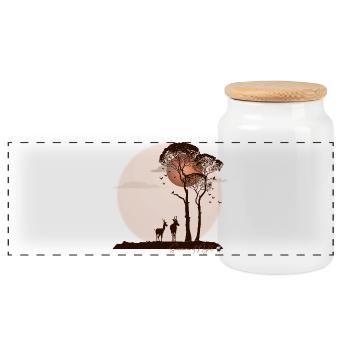 Savane africaine la nuit - Boîte à biscuits avec couvercle en bois - blanc - Devant