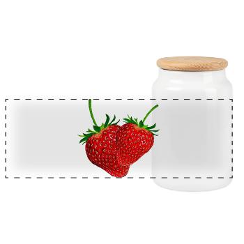 Fraises - Boîte à biscuits avec couvercle en bois - blanc - Devant