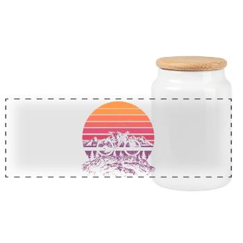 Retro MTB Mountain Bike Alps Sunset Trail Bike - Panoramic Cookie Jar with Wooden Lid - white - Front