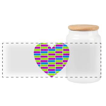 Heart - Panoramic Cookie Jar with Wooden Lid - white - Front