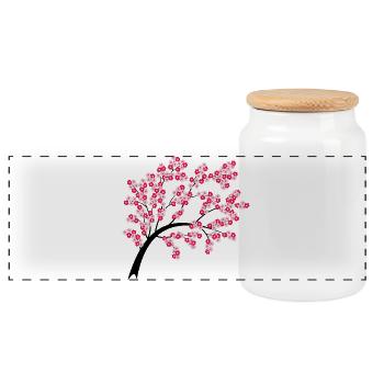 Cherry blossom arch at night - Panoramic Cookie Jar with Wooden Lid - white - Front
