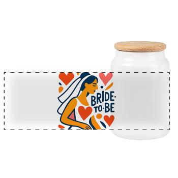 Bride to Be - Panoramic Cookie Jar with Wooden Lid - white - Front