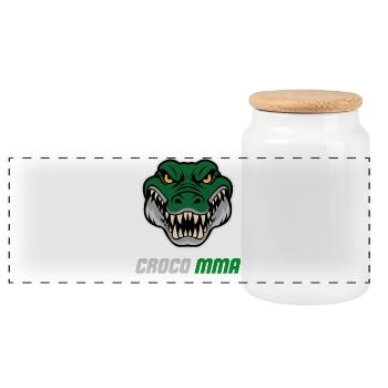 Crocodile MMA Fighter Sauvage Gym Beast - Boîte à biscuits avec couvercle en bois - blanc - Devant