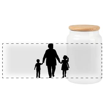 Grandparents Grandchild Silhouette Walking Family - Panoramic Cookie Jar with Wooden Lid - white - Front