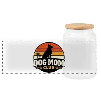 Dog Mom Club - Panorama Keksdose mit Holzdeckel - Weiß - Vorne