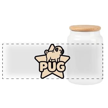 Mops Stern Banner Platzhalter - Panorama Keksdose mit Holzdeckel - Weiß - Vorne
