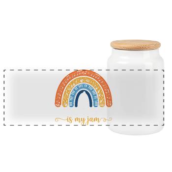 Enseigner la musique, c’est mon truc - Retro Boho Rainbow - Boîte à biscuits avec couvercle en bois - blanc - Devant