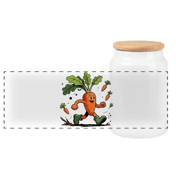 Fun dynamic carrot gardener - Panoramic Cookie Jar with Wooden Lid - white - Front