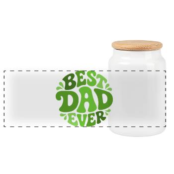 Best Dad Ever - Best Dad Retro Design Green - Panoramic Cookie Jar with Wooden Lid - white - Front