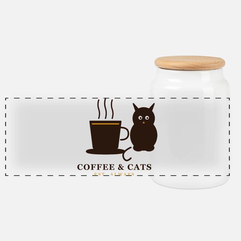 Coffee Cats Gemütliche Momente - Panorama Keksdose mit Holzdeckel - Weiß