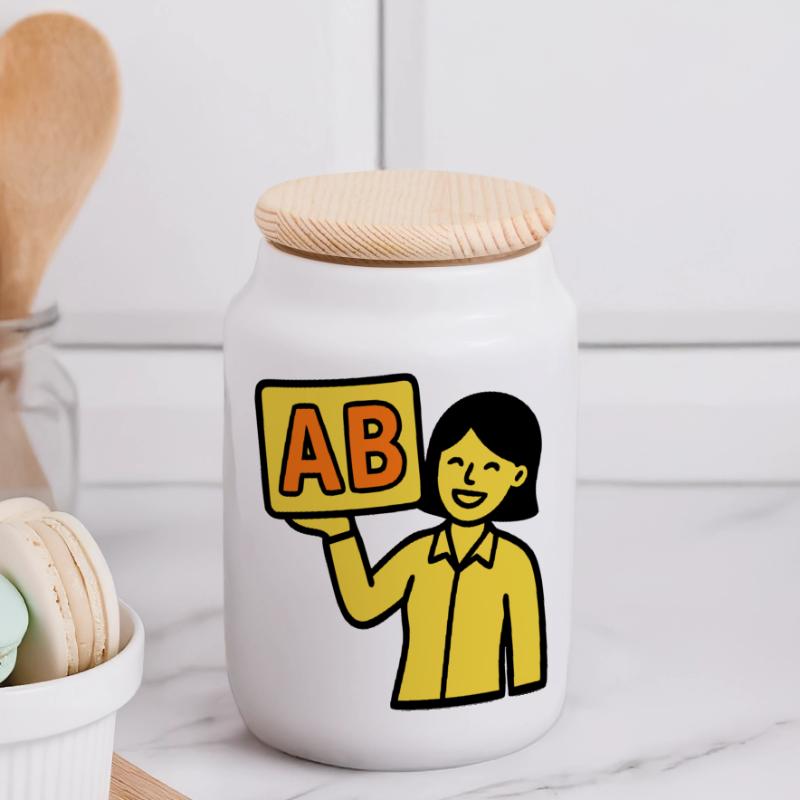 Enseignant à l’école primaire ABC Vector Boîte à biscuits avec couvercle en bois