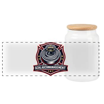 Schlauchmanagement Emblem - Panorama Keksdose mit Holzdeckel - Weiß - Vorne