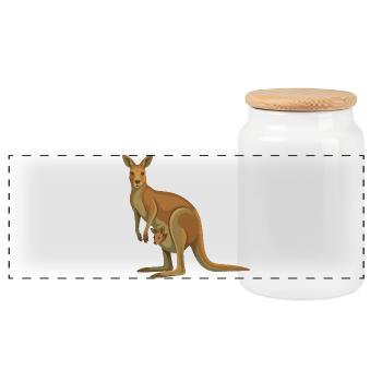 Kangaroo family in vector style - Panoramic Cookie Jar with Wooden Lid - white - Front