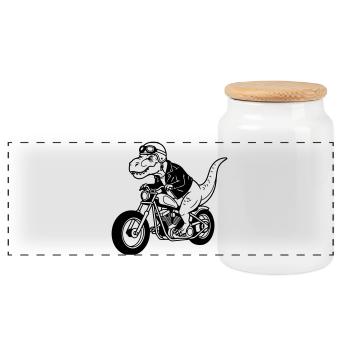 Motomoto Dino - Boîte à biscuits avec couvercle en bois - blanc - Devant