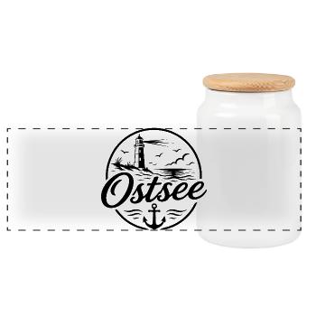 Mer Baltique - Boîte à biscuits avec couvercle en bois - blanc - Devant