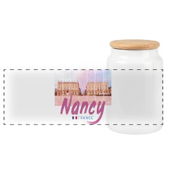 Nancy Grand Est en France au coucher du soleil - Boîte à biscuits avec couvercle en bois - blanc - Devant