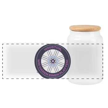 Blague sur la plaque de pneu de vélo à Houston - Boîte à biscuits avec couvercle en bois - blanc - Devant