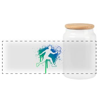 Idée cadeau pour les fans d’accessoires de padel avec club de padel - Boîte à biscuits avec couvercle en bois - blanc - Devant