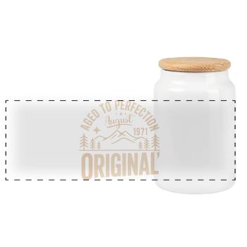 août 1971 – Légende des sommets et montagnes - Boîte à biscuits avec couvercle en bois - blanc - Devant