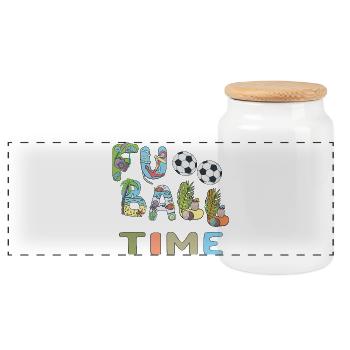 Soccer Time - Panoramic Cookie Jar with Wooden Lid - white - Front