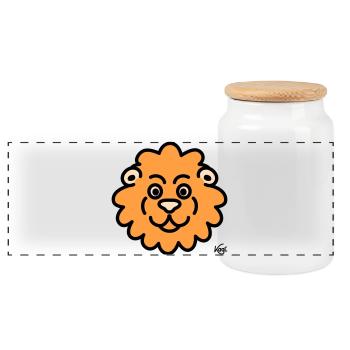 Lion Grand - Boîte à biscuits avec couvercle en bois - blanc - Devant