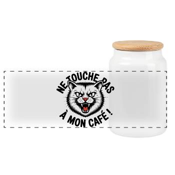 Ne touche pas à mon café ! - Boîte à biscuits avec couvercle en bois - blanc - Devant