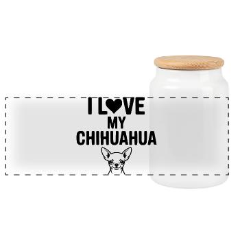I Love My Chihuahua - Panoramic Cookie Jar with Wooden Lid - white - Front