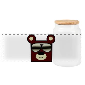 Ours avec des lunettes de soleil rétro - Boîte à biscuits avec couvercle en bois - blanc - Devant