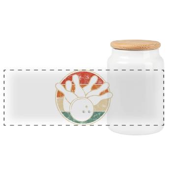 Retro Bowling Skittles with Ball for Skittles Club - Panoramic Cookie Jar with Wooden Lid - white - Front
