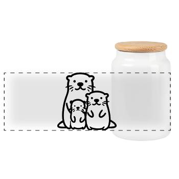 Otter - Panorama Keksdose mit Holzdeckel - Weiß - Vorne