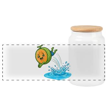 Splashing Watermelon Summer Pool Vibes Ladies - Panoramic Cookie Jar with Wooden Lid - white - Front