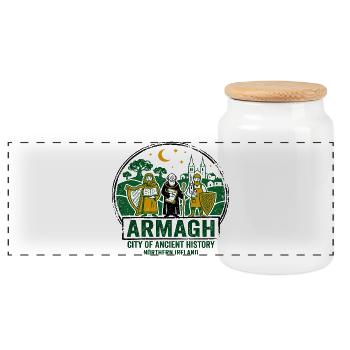 Armagh Northern Ireland Local Cultural Heritage - Panorama Keksdose mit Holzdeckel - Weiß - Vorne