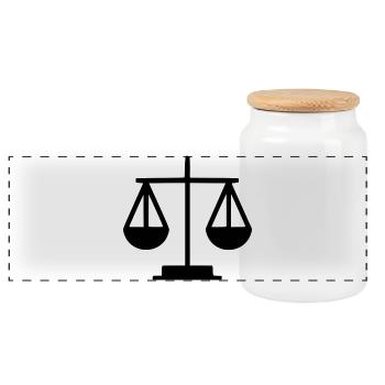 Law Lawyer Libra Lawyer Court Law - Panoramic Cookie Jar with Wooden Lid - white - Front