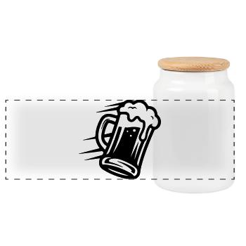 Beer beer glass icon - Panoramic Cookie Jar with Wooden Lid - white - Front