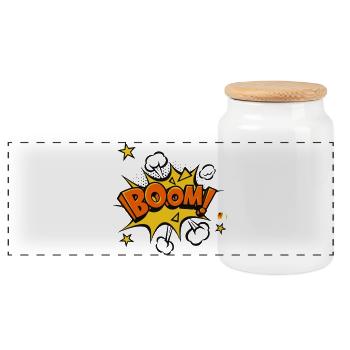 Boom Comic Explosion - Panoramic Cookie Jar with Wooden Lid - white - Front