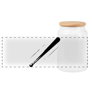 Croquis de batte de baseball - Boîte à biscuits avec couvercle en bois - blanc - Devant