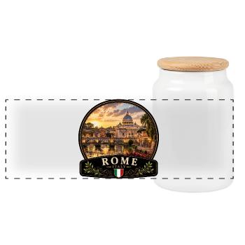 Italien Urlaub Altstadt Mediterran Urlaub Kanal - Panorama Keksdose mit Holzdeckel - Weiß - Vorne