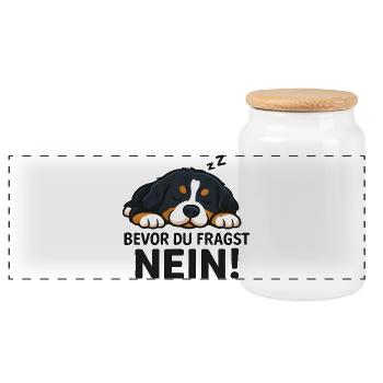 Berner Sennenhund Spruch Hundehalter Hunde Humor - Panorama Keksdose mit Holzdeckel - Weiß - Vorne