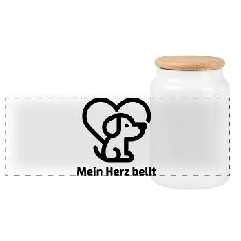 Herz-Hund Motiv: Liebe zum Vierbeiner - Panorama Keksdose mit Holzdeckel - Weiß - Vorne