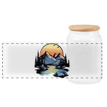 Montagnes Nature - Boîte à biscuits avec couvercle en bois - blanc - Devant