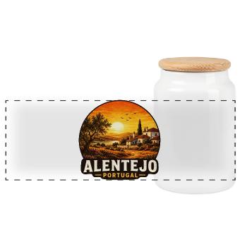 Alentejo Urlaub Portugal Mediterran Atlantik  - Panorama Keksdose mit Holzdeckel - Weiß - Vorne