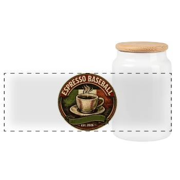 Espresso Baseball Est 2026 Sport Rétro Café - Boîte à biscuits avec couvercle en bois - blanc - Devant