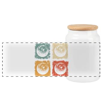 Bowling Skittles Retro Graphic for Skittles Club - Panoramic Cookie Jar with Wooden Lid - white - Front