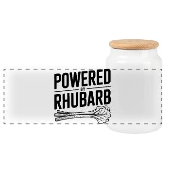 Powered By Rhubarb - Panoramic Cookie Jar with Wooden Lid - white - Front