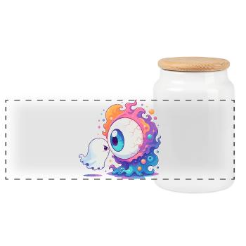 Stareye creatures in the Cosmos - Panoramic Cookie Jar with Wooden Lid - white - Front