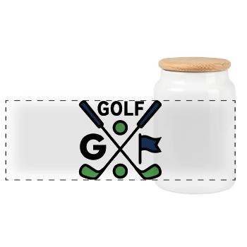 Golfschläger Golfsport Golfclub Herrenausflug - Panorama Keksdose mit Holzdeckel - Weiß - Vorne