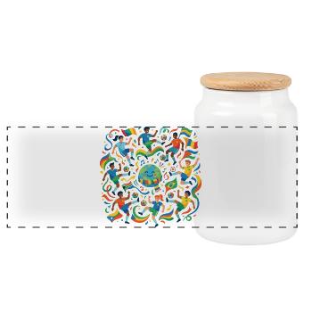 Weltkicker: Diversity in football Championship - Panoramic Cookie Jar with Wooden Lid - white - Front