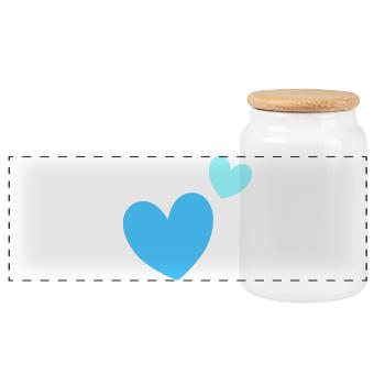 Two-tone heart duo graphic - Panoramic Cookie Jar with Wooden Lid - white - Front