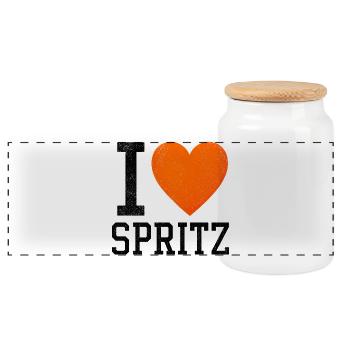 I Love Spritz  - Panorama Keksdose mit Holzdeckel - Weiß - Vorne