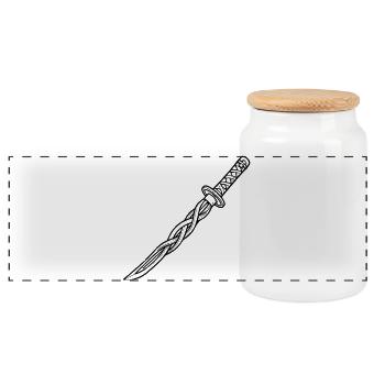 Katana Sword Fantasy Samurai Ninja Cosplay - Panoramic Cookie Jar with Wooden Lid - white - Front